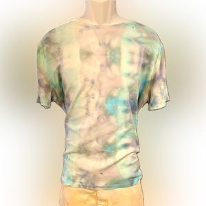 Express Tee, for men, size L (tall). Upcycled and ice dyed!